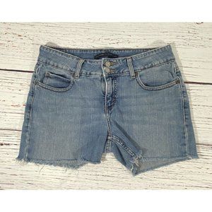 Levis 526 Jean Shorts Sz 4 Stretch Denim Booty Raw Hem Cut Offs 3” Inseam Light